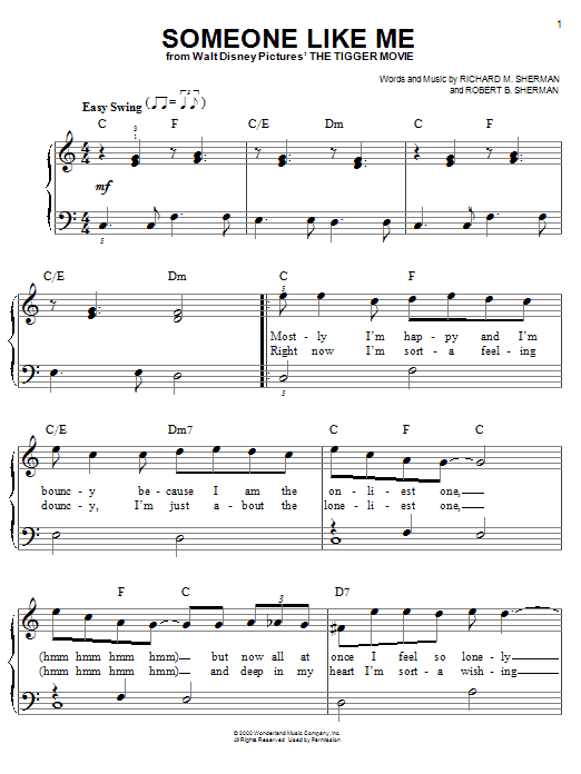 Sherman Brothers Someone Like Me sheet music notes and chords. Download Printable PDF.