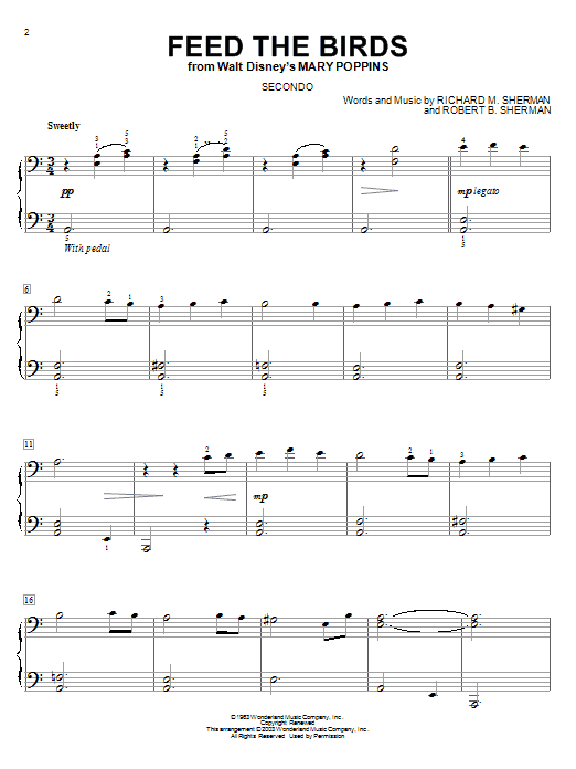 Learn to play Richard M. Sherman Feed The Birds (Tuppence A Bag) sheet music for Alto Sax Solo in minutes. Price: 6.9900$ Richard M. Sherman Feed The Birds (Tuppence A Bag) sheet music notes and chords arranged for Alto Sax Solo