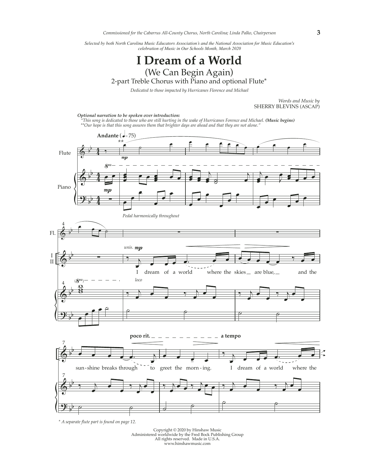 Learn to play Sherry Blevins I Dream of a World sheet music for 2-Part Choir in minutes. Price: 3.9900$ Sherry Blevins I Dream of a World sheet music notes and chords arranged for 2-Part Choir