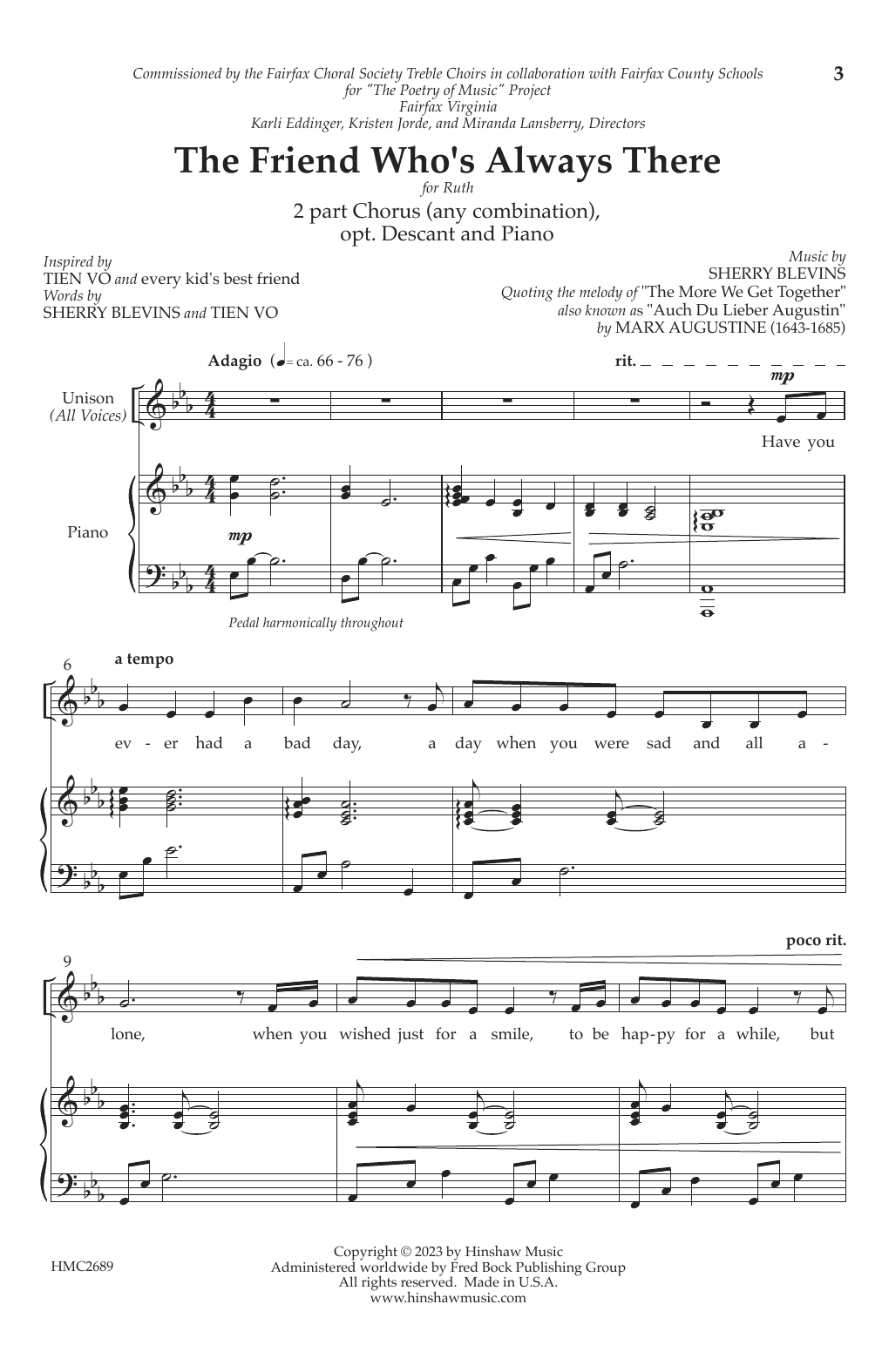 Learn to play Sherry Blevins The Friend Who's Always There sheet music for 2-Part Choir in minutes. Price: 3.9900$ Sherry Blevins The Friend Who's Always There sheet music notes and chords arranged for 2-Part Choir