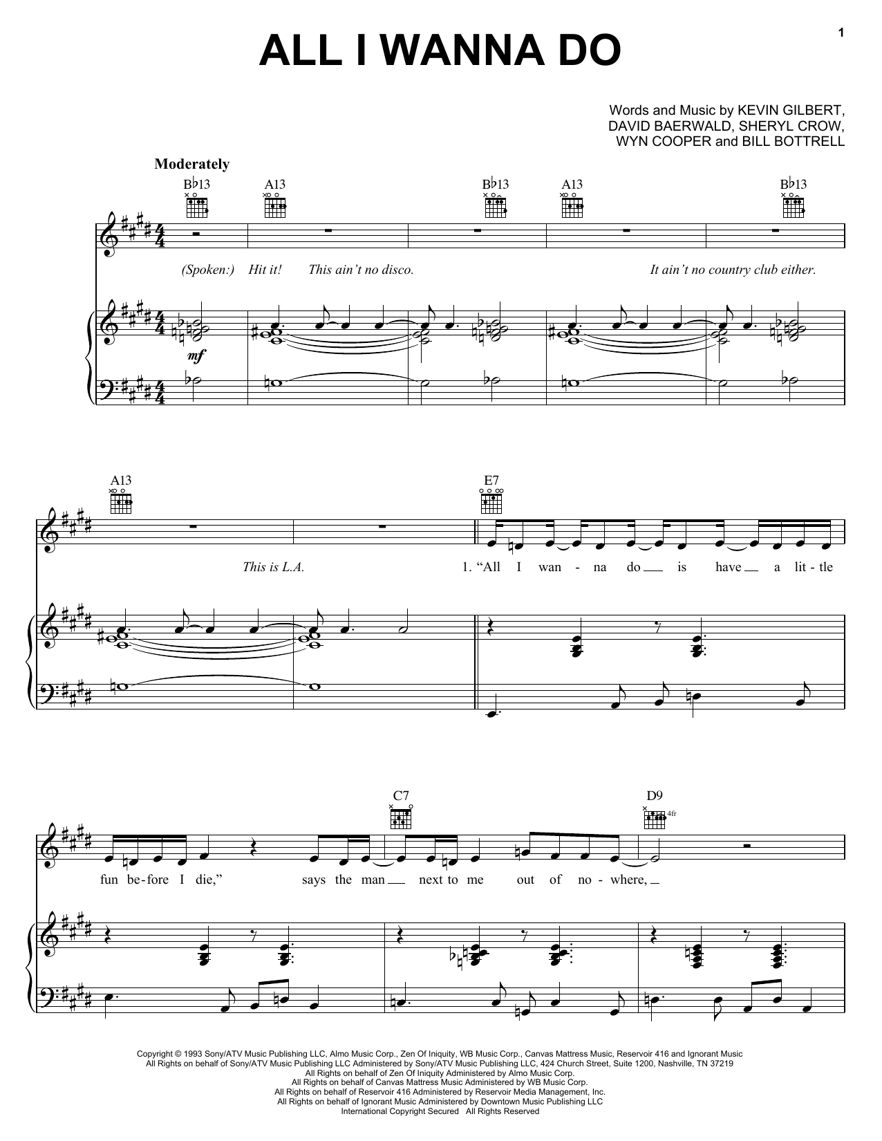 Download Sheryl Crow All I Wanna Do Sheet Music And Pdf Chords 11 