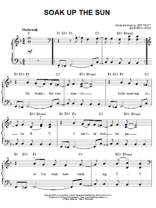 Sheryl Crow Soak Up The Sun sheet music notes and chords. Download Printable PDF.