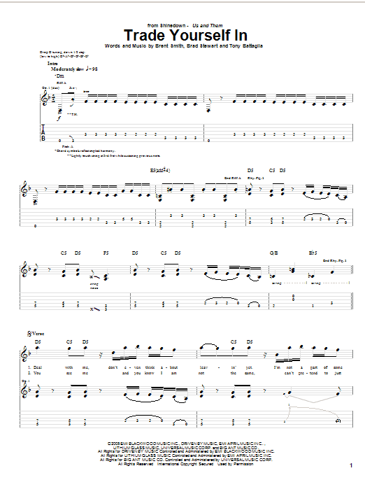 Shinedown Trade Yourself In sheet music notes and chords. Download Printable PDF.