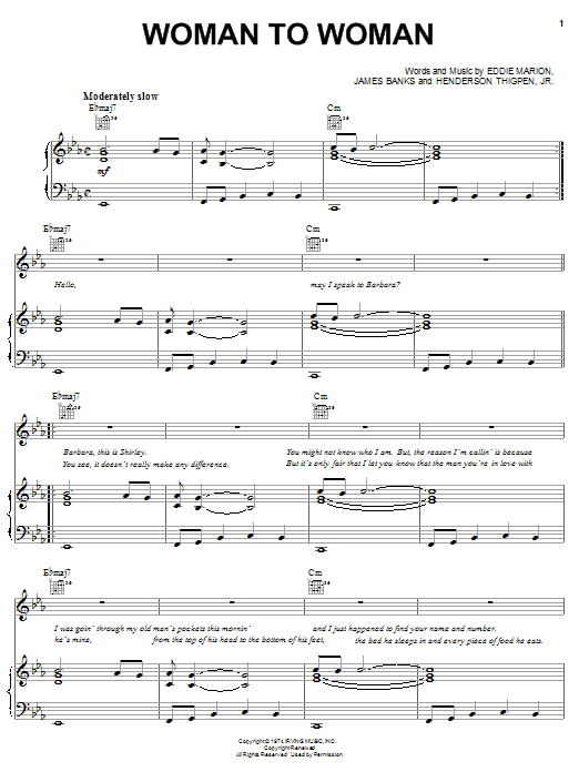 Shirley Brown Woman To Woman sheet music notes and chords. Download Printable PDF.