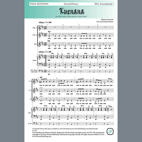 Shlomo Gronich Download Printable PDF Score Easily Download Shlomo Gronich Printable PDF piano music notes, guitar tabs for SSA Choir. Transpose or transcribe this score in no time - Learn how to play song progression.