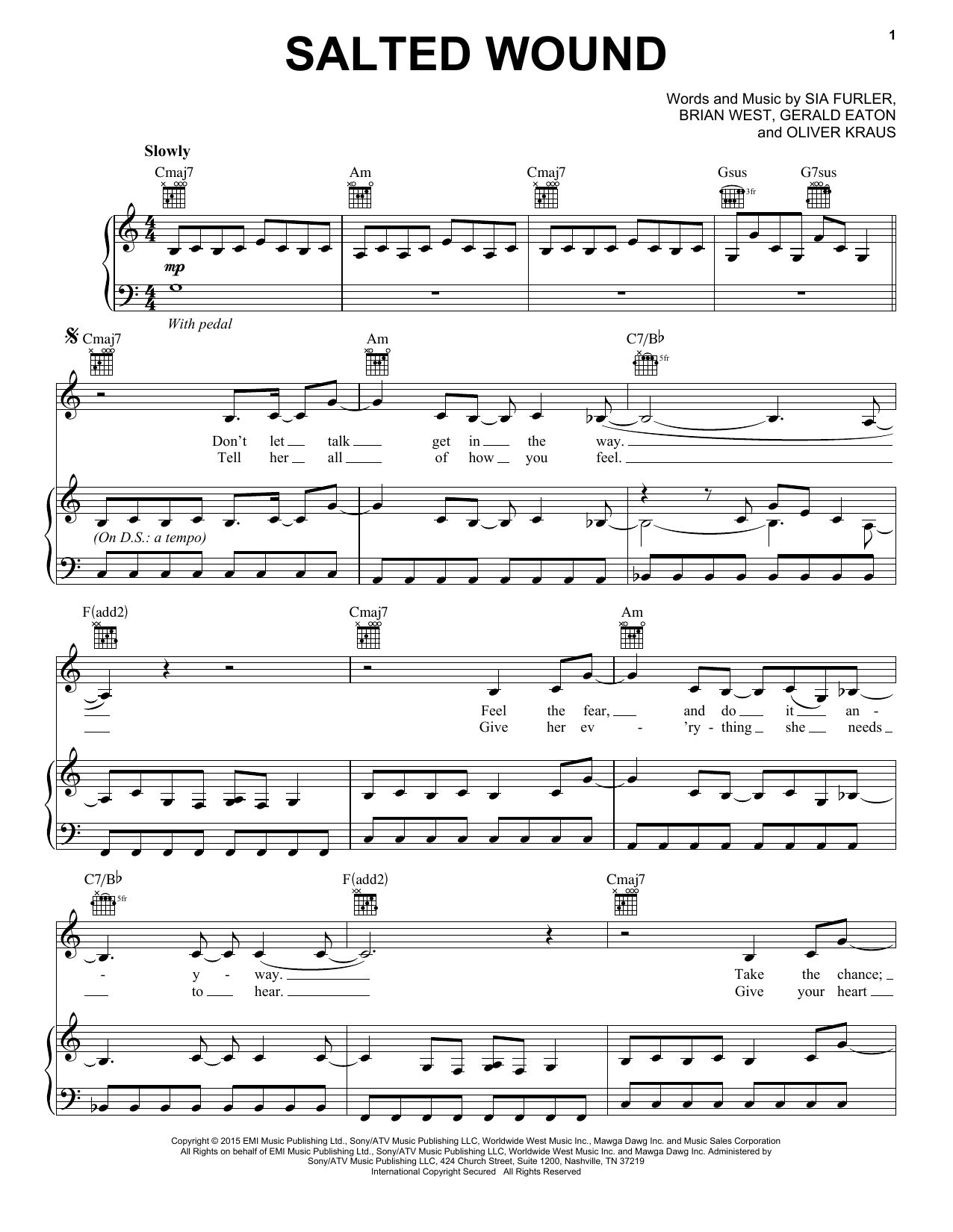 Sia Salted Wound sheet music notes and chords. Download Printable PDF.