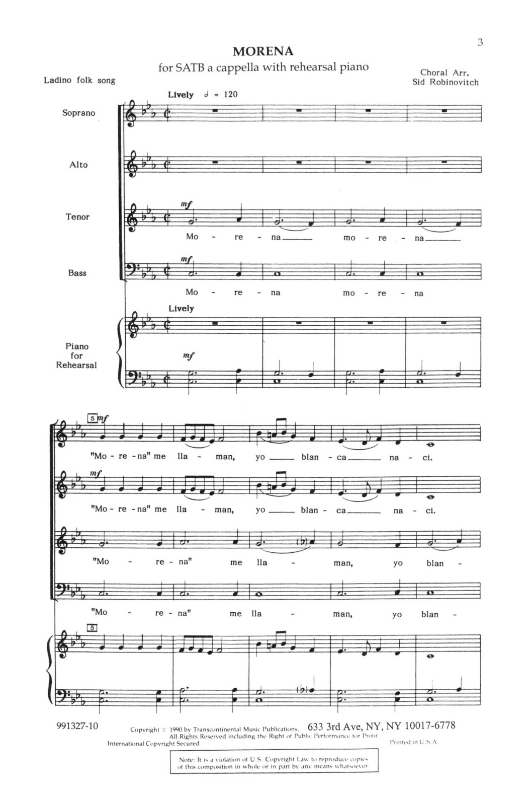 Sid Robinovitch Morena sheet music notes and chords. Download Printable PDF.