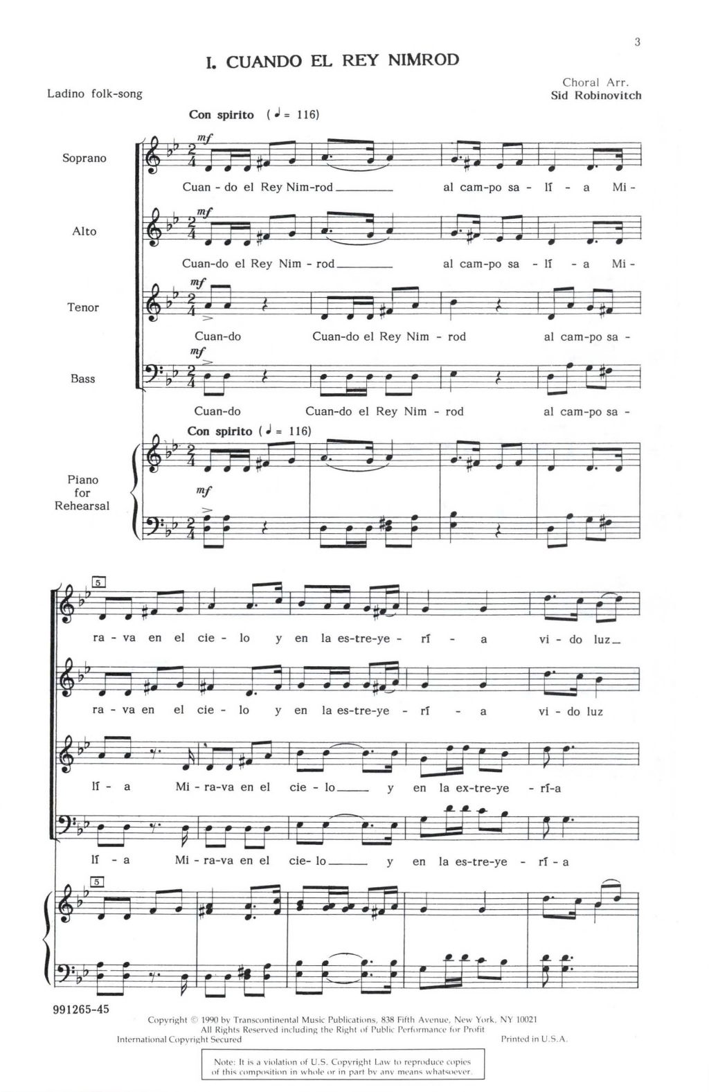 Learn to play Sid Robinovitch Mosaic Of Jewish Folksongs sheet music for SATB Choir in minutes. Price: 9.9900$ Sid Robinovitch Mosaic Of Jewish Folksongs sheet music notes and chords arranged for SATB Choir