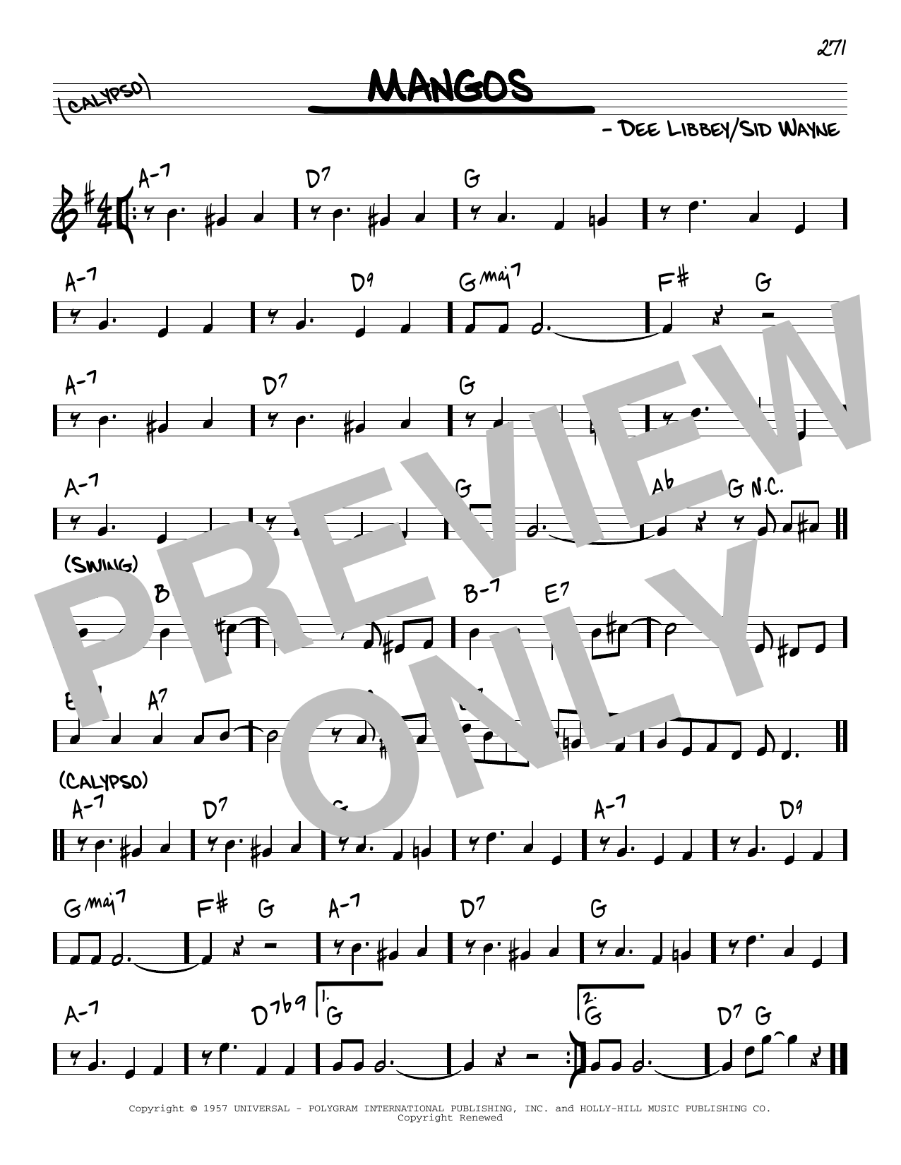 Sid Wayne Mangos sheet music notes and chords. Download Printable PDF.