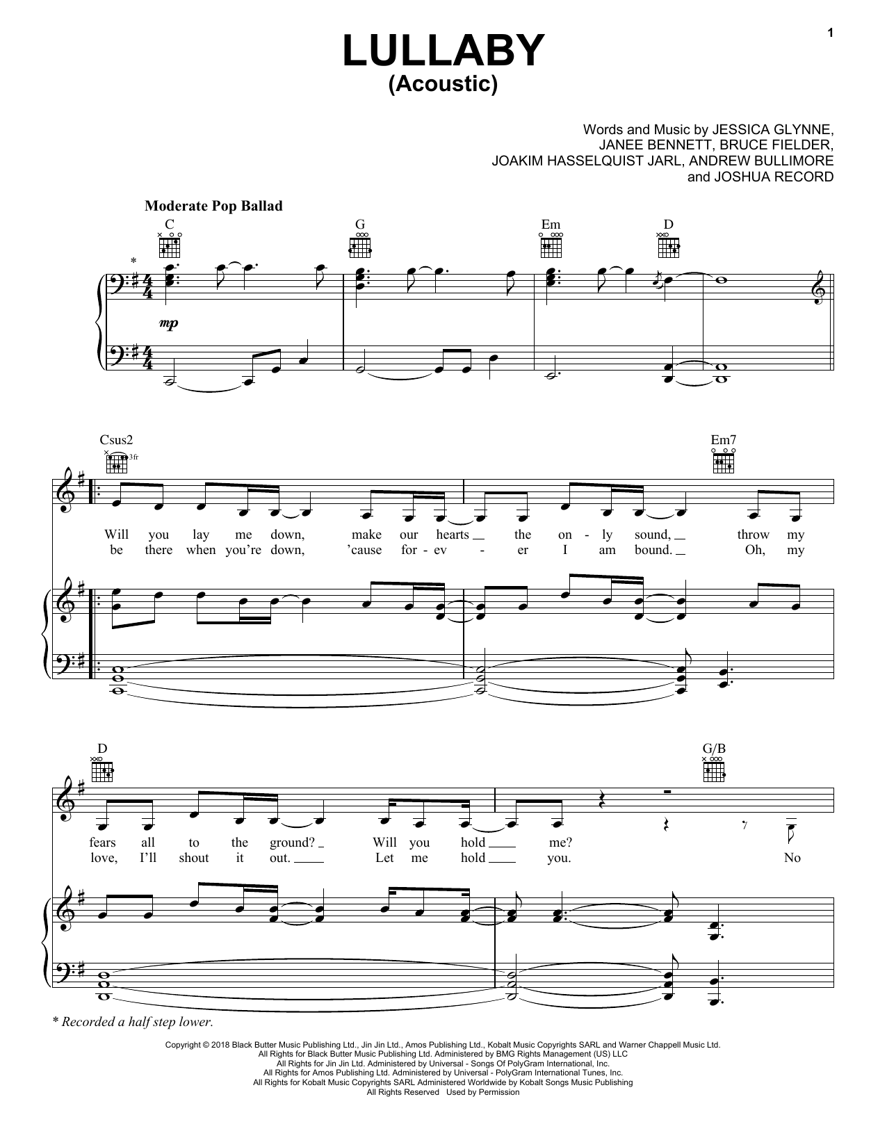 Sigala & Paloma Faith Lullaby (Acoustic) sheet music notes and chords. Download Printable PDF.