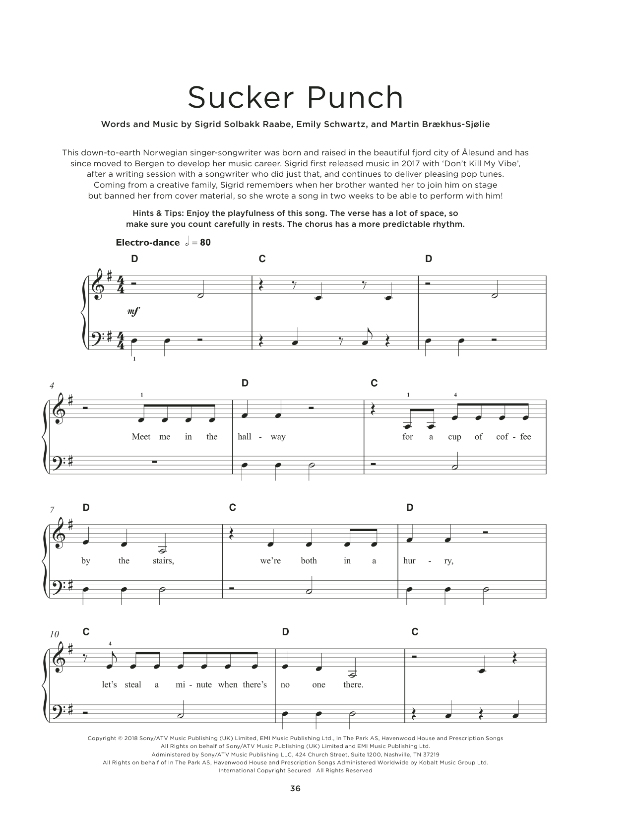 Sigrid Sucker Punch sheet music notes and chords. Download Printable PDF.