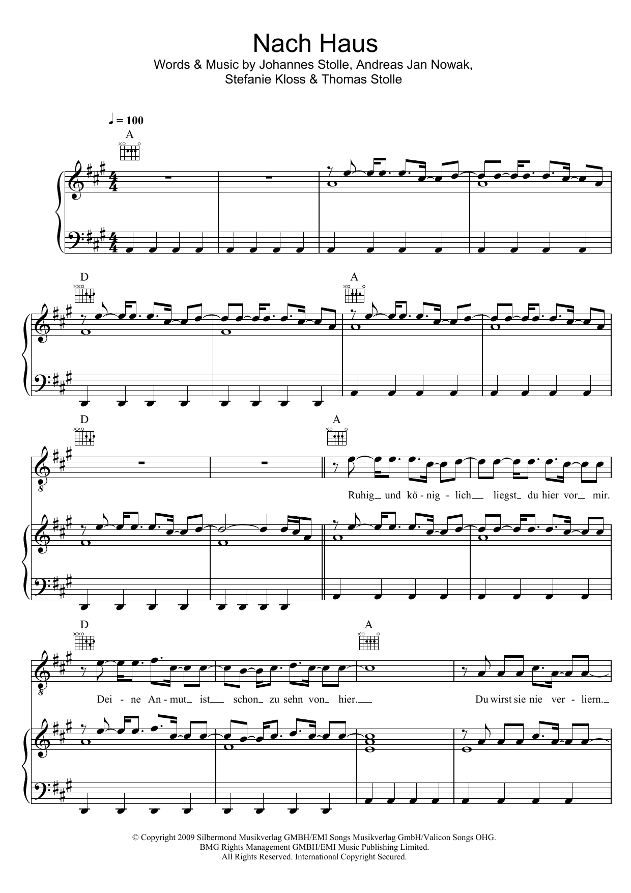 Silbermond Nach Haus sheet music notes and chords. Download Printable PDF.