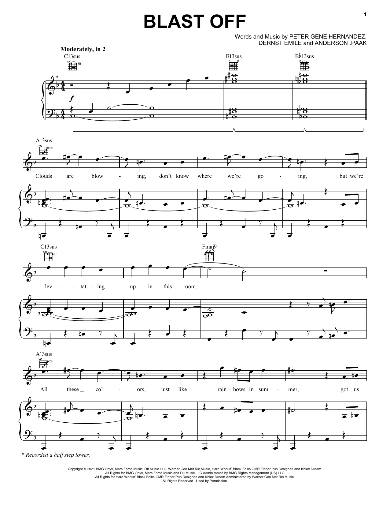 Silk Sonic Blast Off sheet music notes and chords. Download Printable PDF.