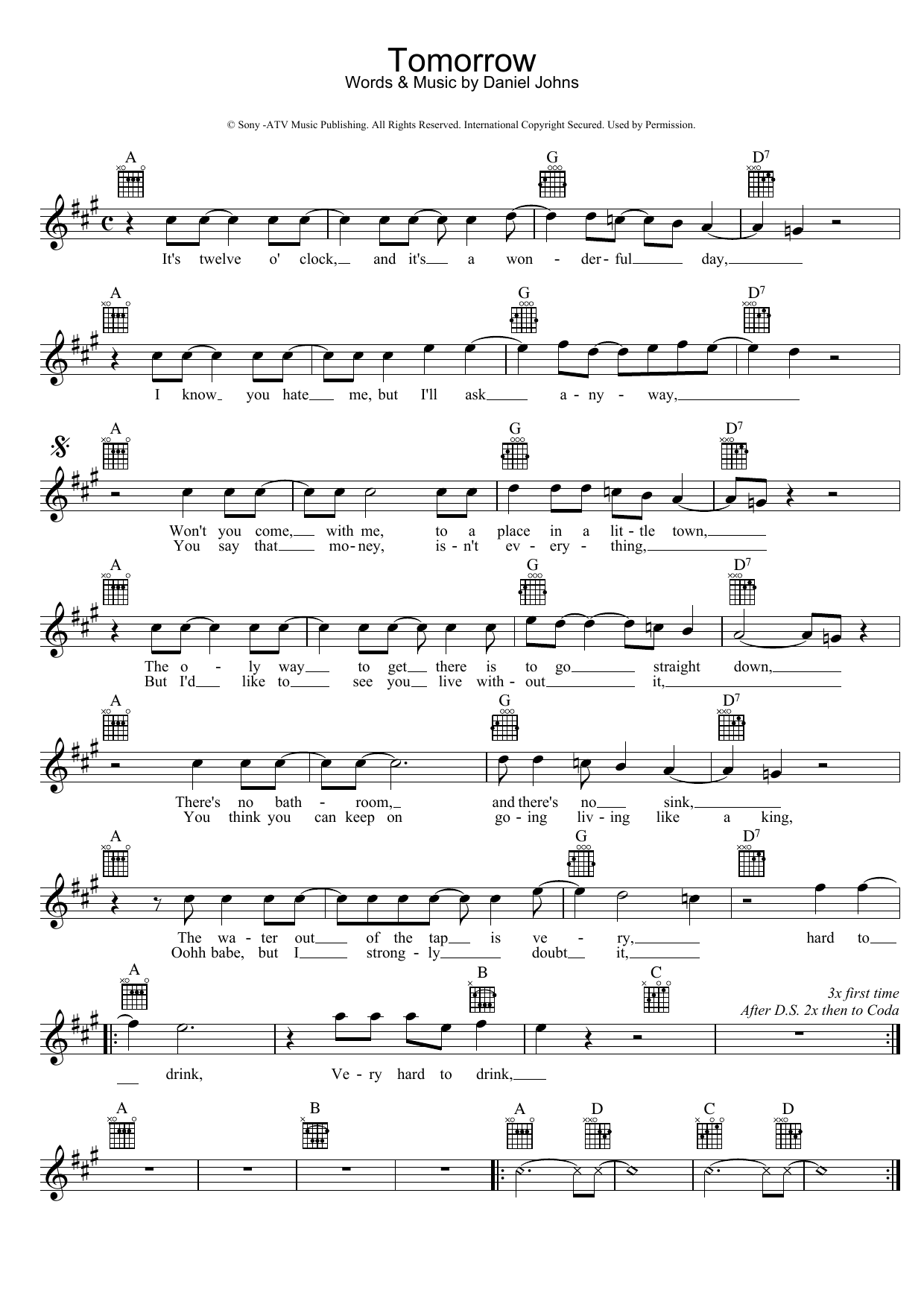 Silverchair Tomorrow sheet music notes and chords. Download Printable PDF.