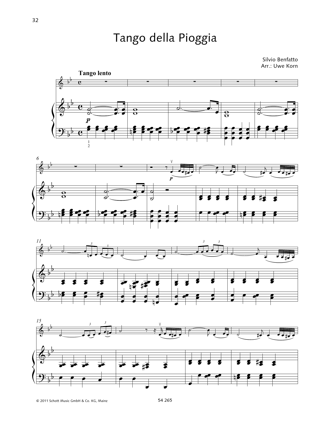 Silvio Benfatto Tango della Piogga sheet music notes and chords. Download Printable PDF.