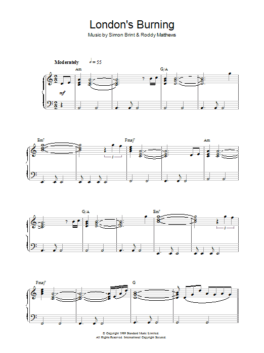 Learn to play Simon Brint Theme from London's Burning sheet music for Piano Solo in minutes. Simon Brint Theme from London's Burning sheet music notes and chords. Download Printable PDF.