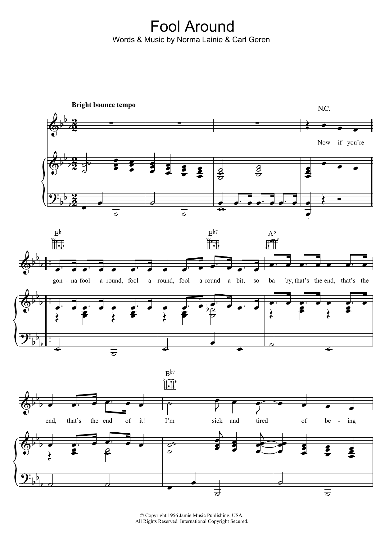 The Fontane Sisters Fool Around sheet music notes and chords. Download Printable PDF.