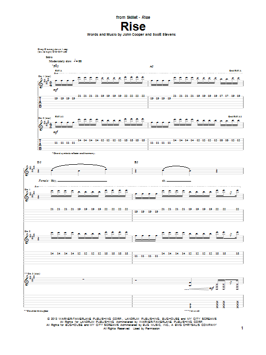 Learn to play Skillet Rise sheet music for Guitar Tab in minutes. Skillet Rise sheet music notes and chords. Download Printable PDF.