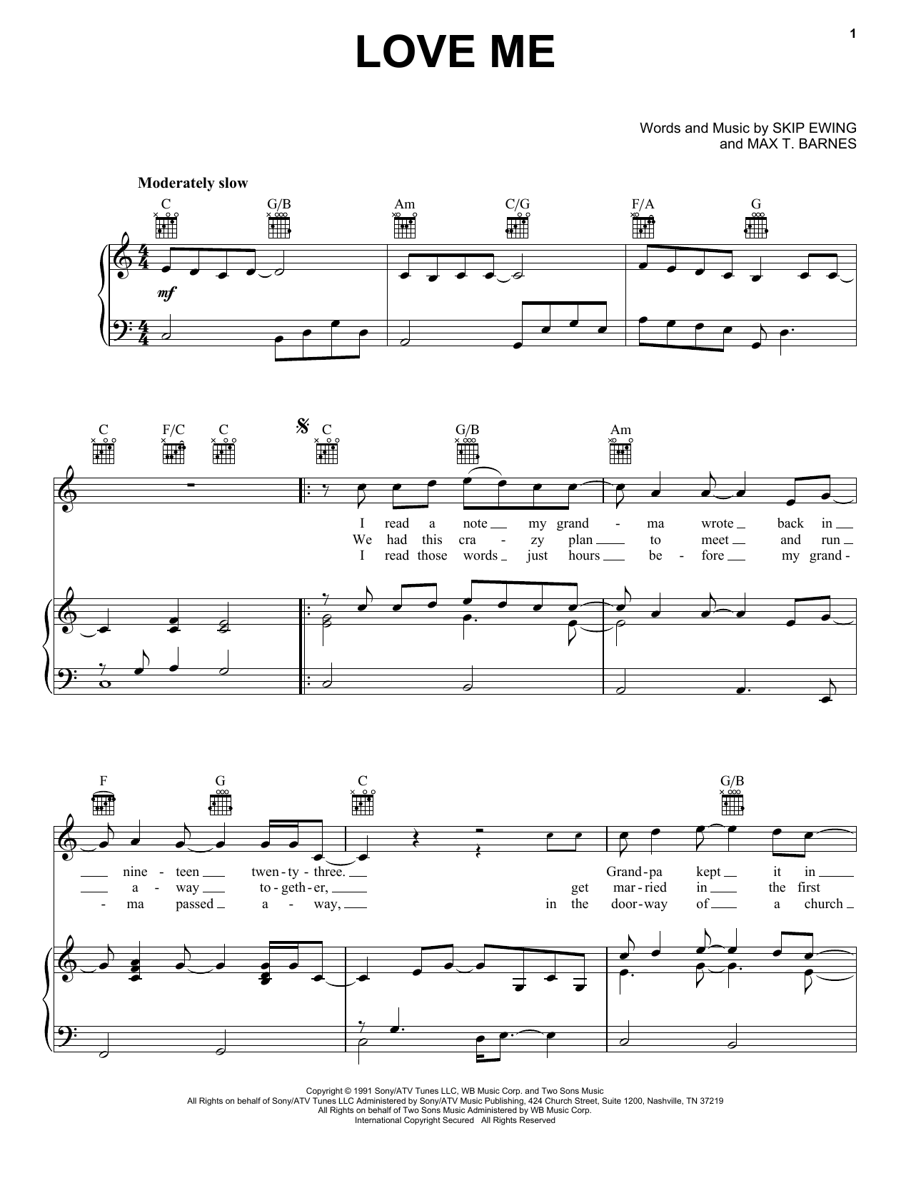 Learn to play Skip Ewing Love Me sheet music for Piano, Vocal & Guitar (Right-Hand Melody) in minutes. Skip Ewing Love Me sheet music notes and chords. Download Printable PDF.