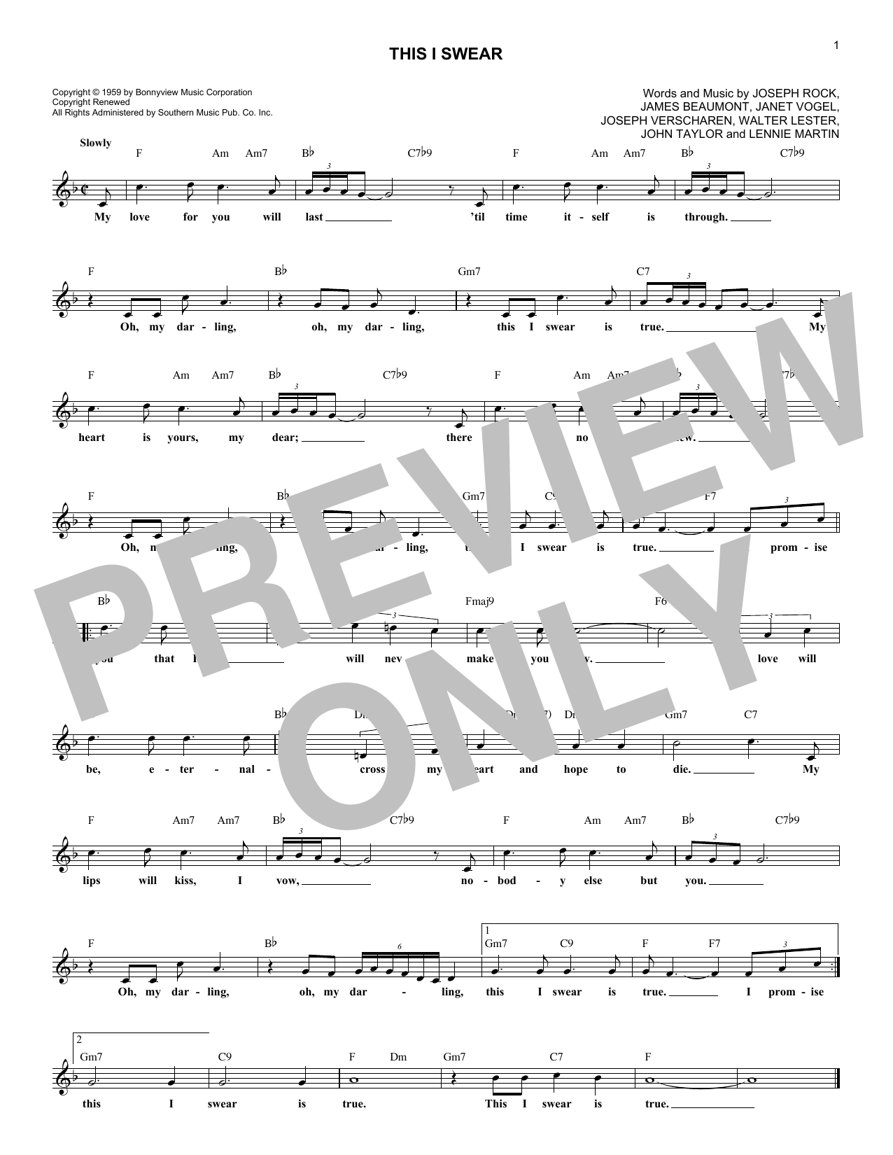 Skyliners This I Swear sheet music notes and chords. Download Printable PDF.