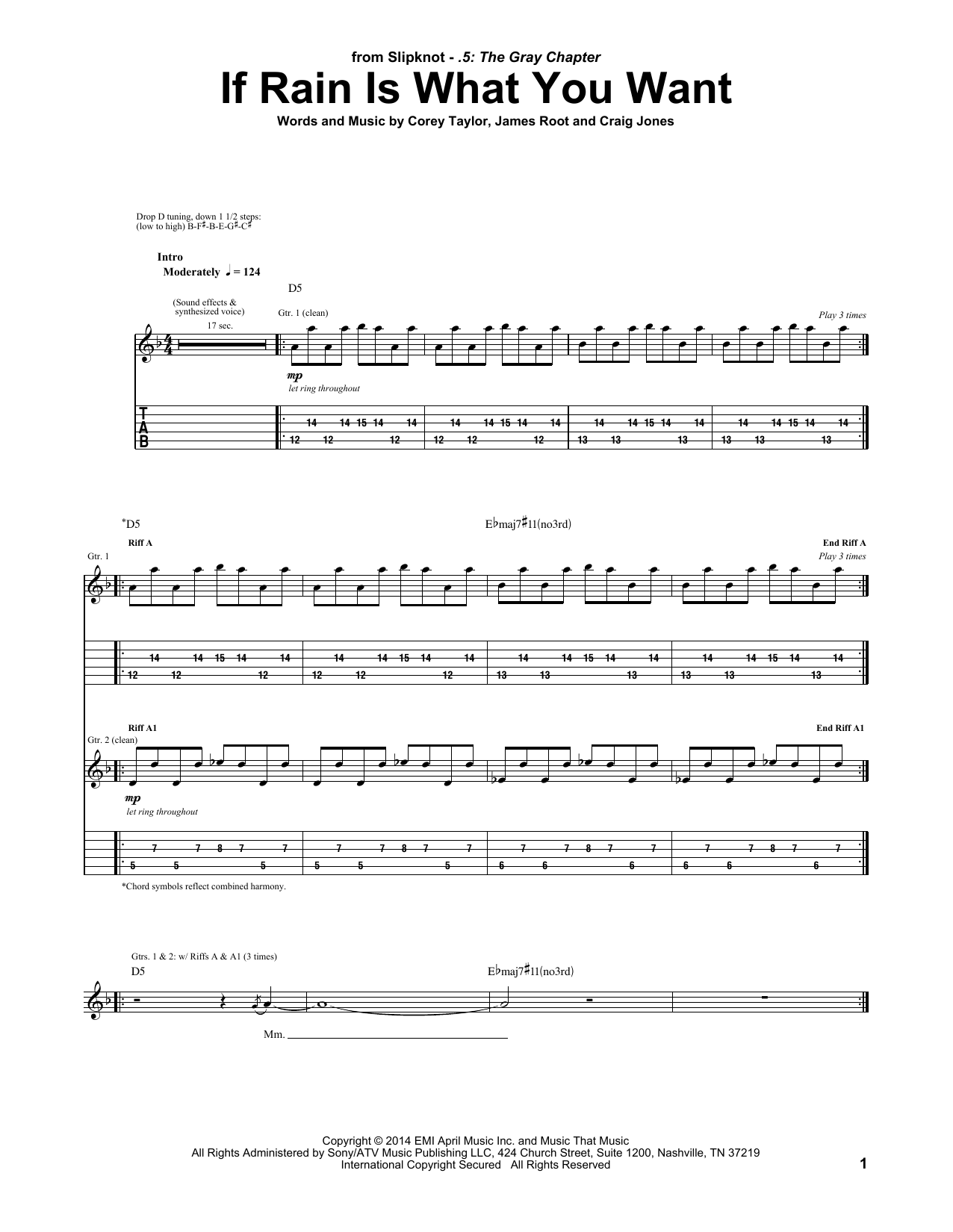 If Rain Is What You Want Sheet Music By Slipknot Guitar Tab