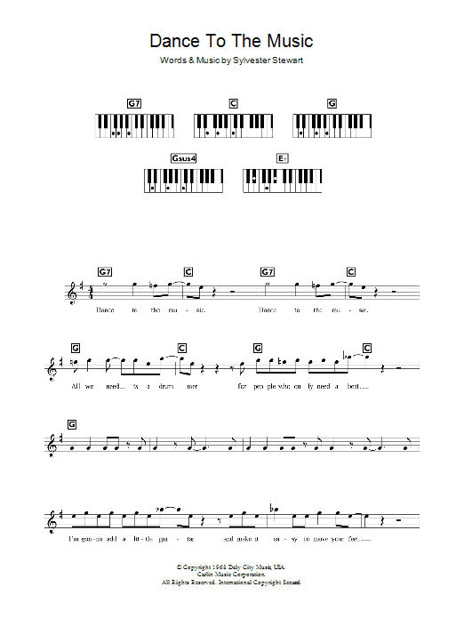 Learn to play Sly & The Family Stone Dance To The Music sheet music for Lead Sheet / Fake Book in minutes. Price: 5.9900$ Sly & The Family Stone Dance To The Music sheet music notes and chords arranged for Lead Sheet / Fake Book