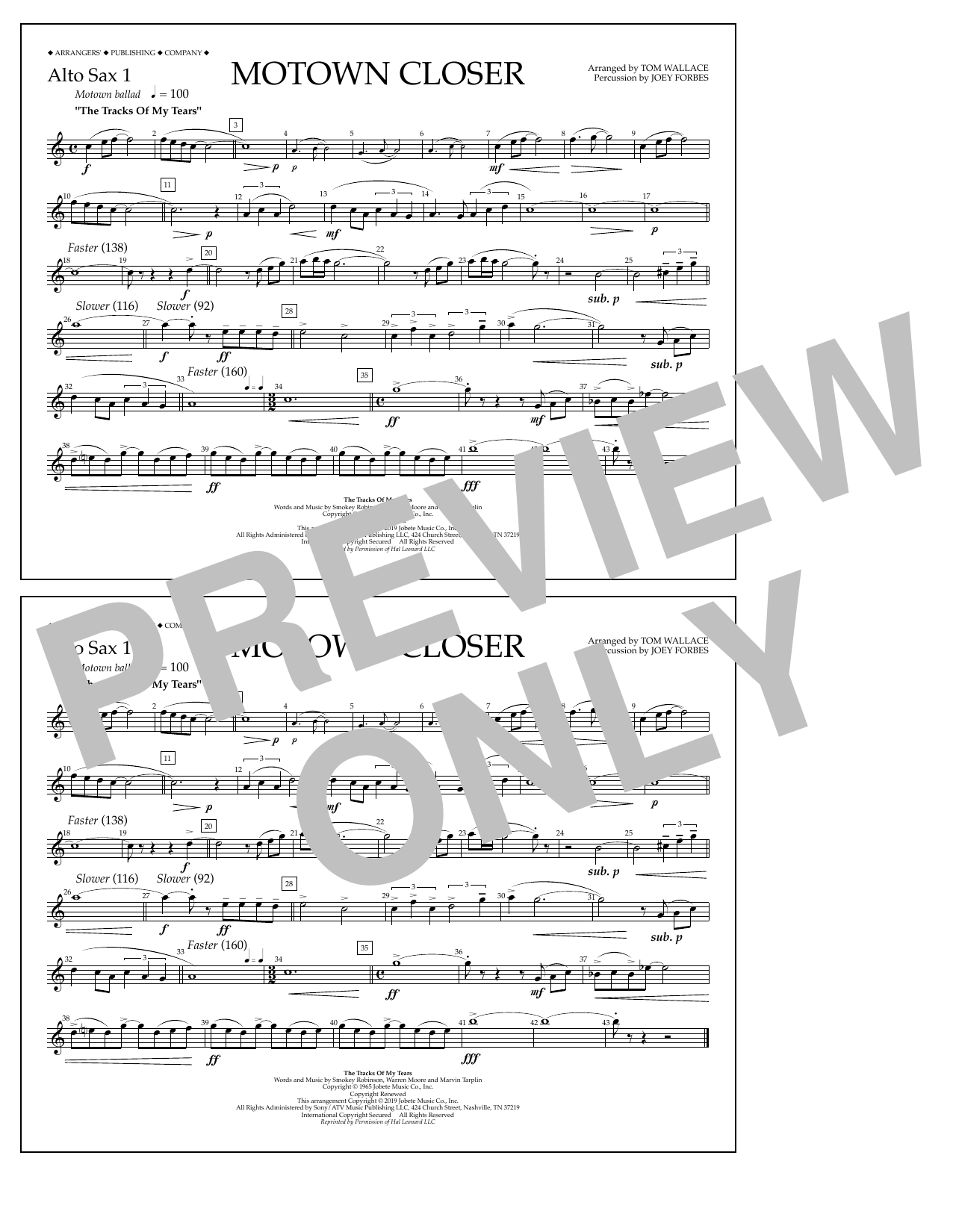 Learn to play Smokey Robinson Motown Closer (arr. Tom Wallace) - Alto Sax 1 sheet music for Marching Band in minutes. Price: 7.8900$ Smokey Robinson Motown Closer (arr. Tom Wallace) - Alto Sax 1 sheet music notes and chords arranged for Marching Band