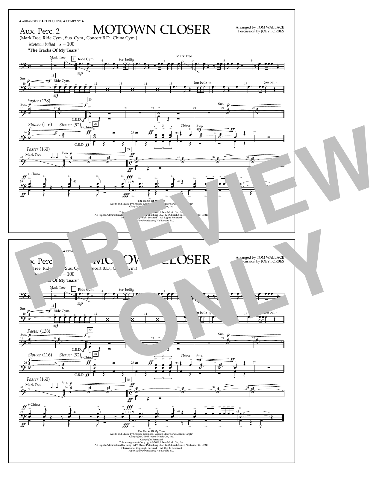 Learn to play Smokey Robinson Motown Closer (arr. Tom Wallace) - Aux. Perc. 2 sheet music for Marching Band in minutes. Price: 7.8900$ Smokey Robinson Motown Closer (arr. Tom Wallace) - Aux. Perc. 2 sheet music notes and chords arranged for Marching Band