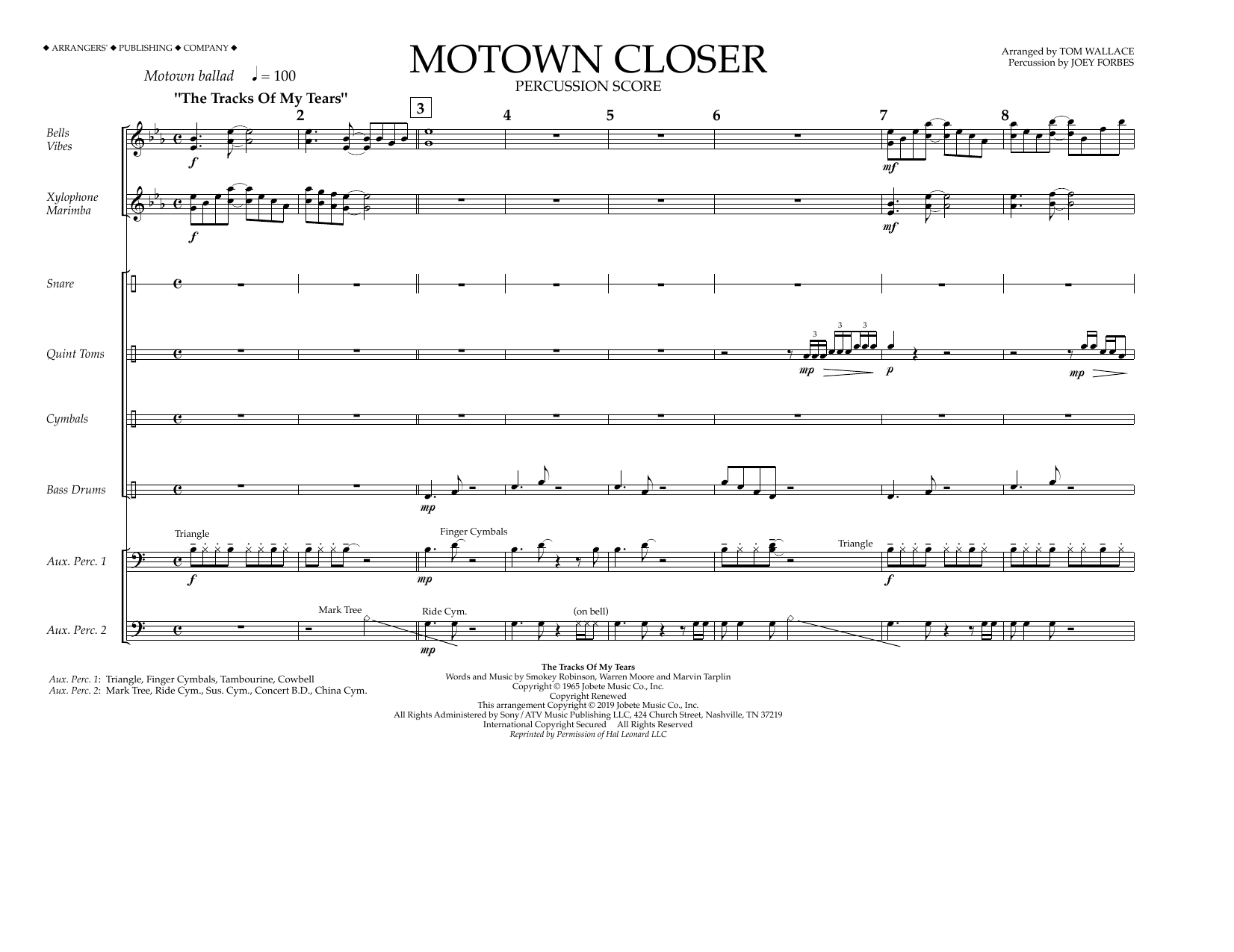 Learn to play Smokey Robinson Motown Closer (arr. Tom Wallace) - Percussion Score sheet music for Marching Band in minutes. Price: 11.9700$ Smokey Robinson Motown Closer (arr. Tom Wallace) - Percussion Score sheet music notes and chords arranged for Marching Band