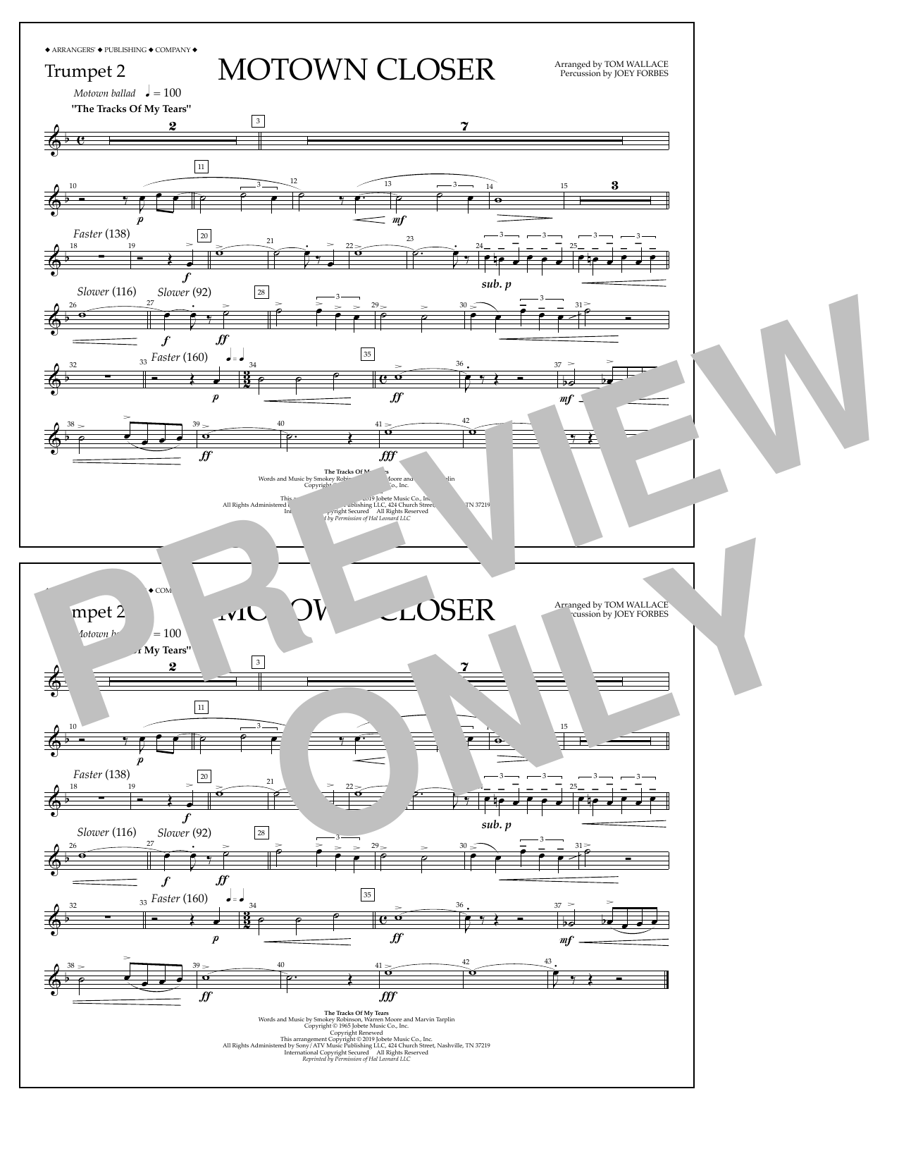 Learn to play Smokey Robinson Motown Closer (arr. Tom Wallace) - Trumpet 2 sheet music for Marching Band in minutes. Price: 7.8900$ Smokey Robinson Motown Closer (arr. Tom Wallace) - Trumpet 2 sheet music notes and chords arranged for Marching Band