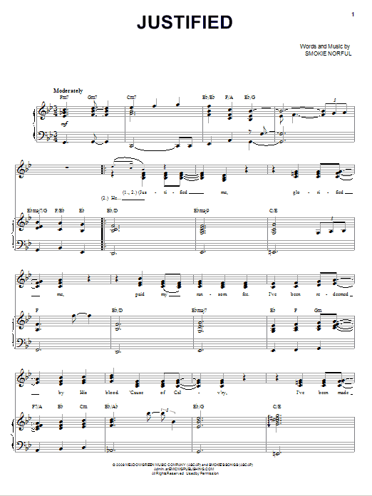 Smokie Norful Justified sheet music notes and chords. Download Printable PDF.