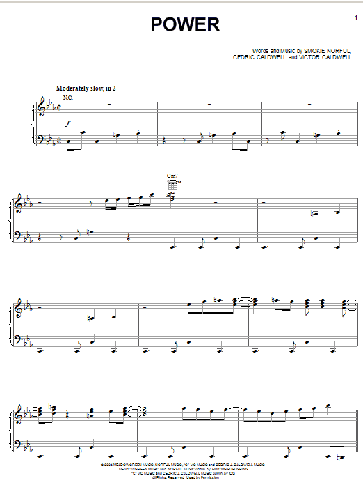 Smokie Norful Power sheet music notes and chords. Download Printable PDF.