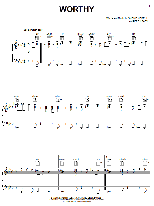 Smokie Norful Worthy sheet music notes and chords. Download Printable PDF.