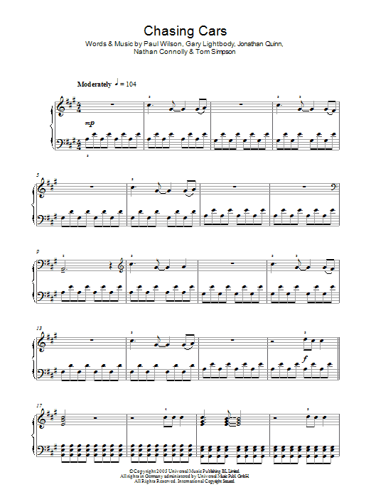 snow patrol chasing cars guitar chords