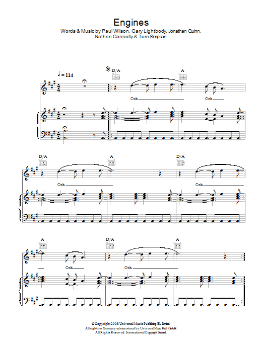 Snow Patrol Engines sheet music notes and chords. Download Printable PDF.