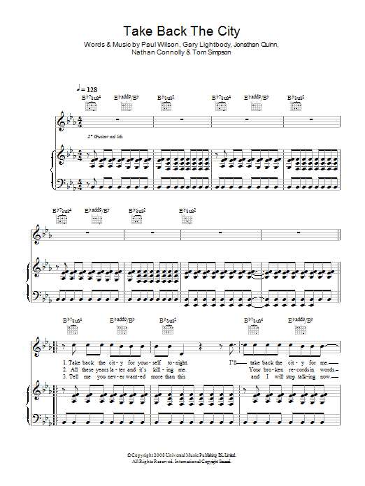 Learn to play Snow Patrol Take Back The City sheet music for Guitar Chords/Lyrics in minutes. Snow Patrol Take Back The City sheet music notes and chords. Download Printable PDF.