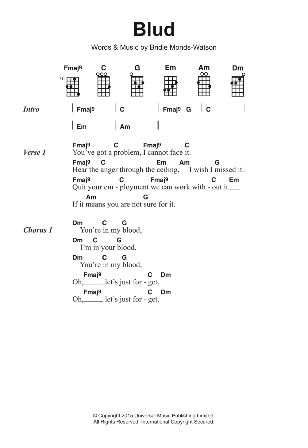 SOAK Blud sheet music notes and chords. Download Printable PDF.