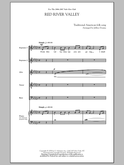 Songrey Douma Red River Valley sheet music notes and chords. Download Printable PDF.