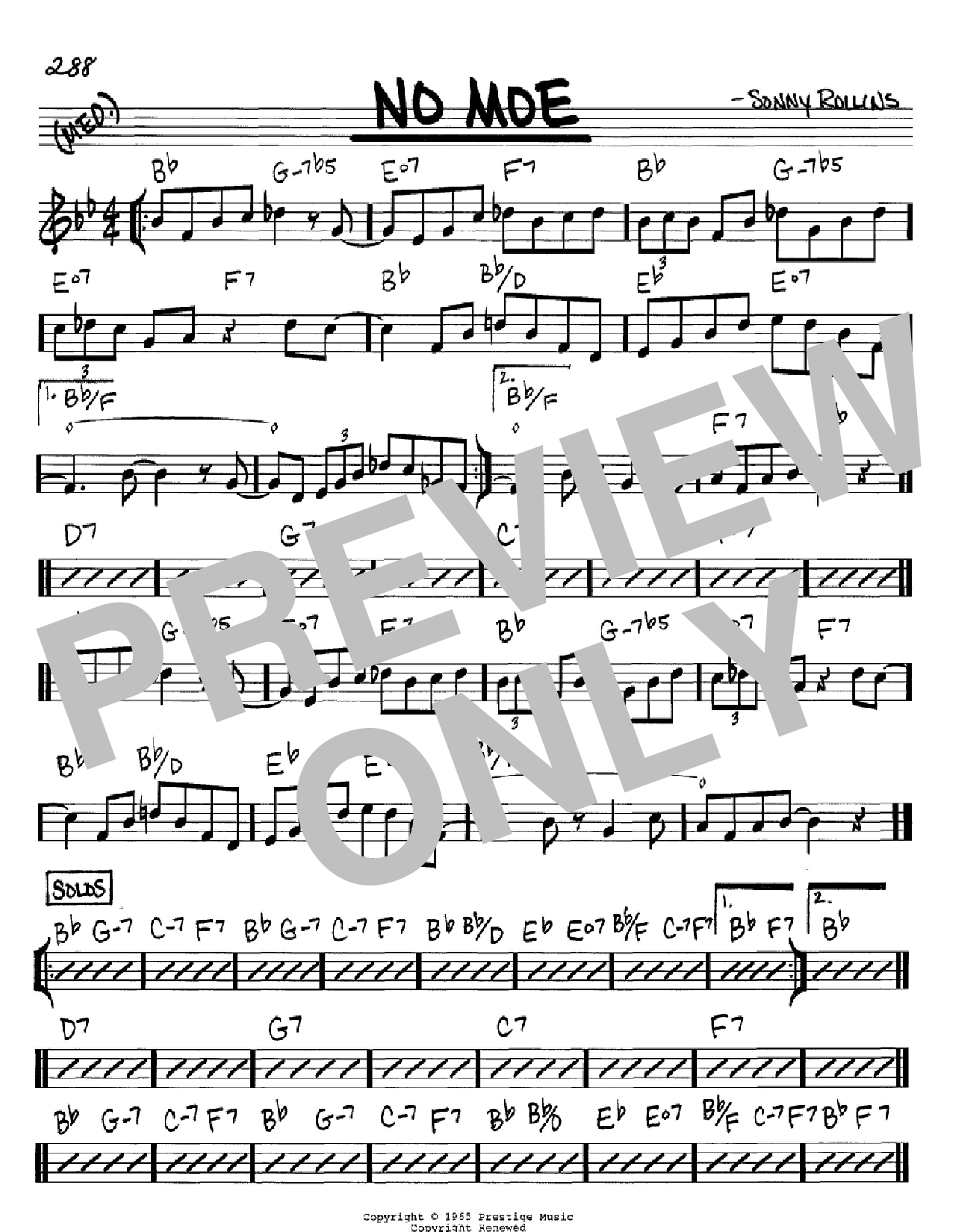 Sonny Rollins No Moe sheet music notes and chords. Download Printable PDF.