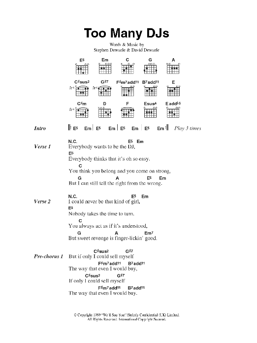 Learn to play Soulwax Too Many DJs sheet music for Guitar Chords/Lyrics in minutes. Soulwax Too Many DJs sheet music notes and chords. Download Printable PDF.