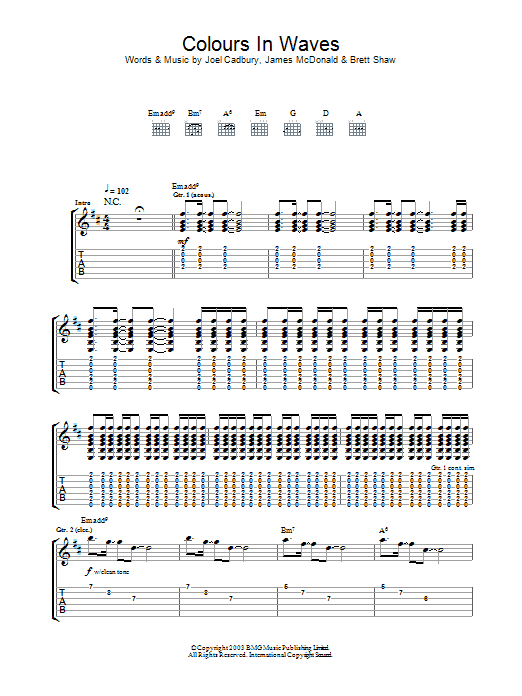 Learn to play South Colours In Waves sheet music for Guitar Tab in minutes. South Colours In Waves sheet music notes and chords. Download Printable PDF.
