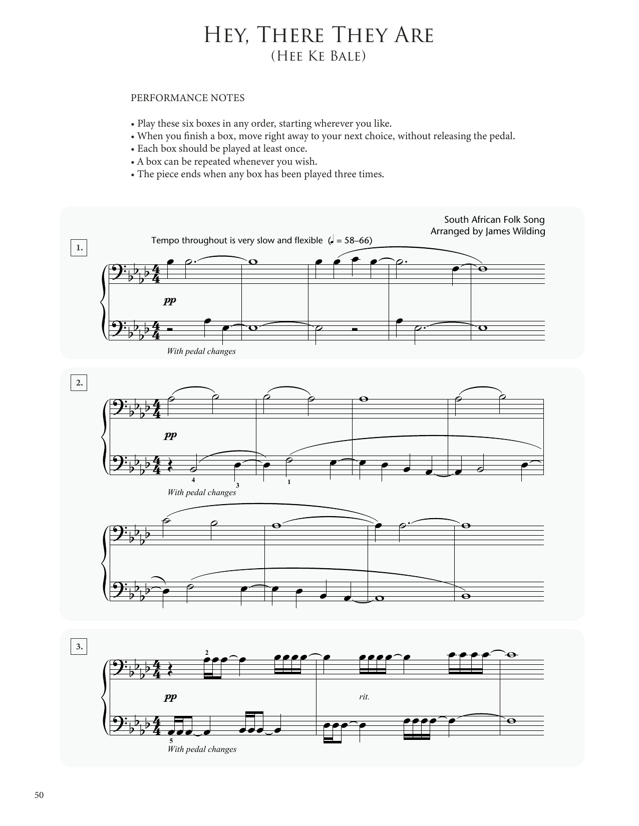 Learn to play South African folk song Hey, There They Are (Hee Ke Bale) (arr. James Wilding) sheet music for Educational Piano in minutes. Price: 6.9900$ South African folk song Hey, There They Are (Hee Ke Bale) (arr. James Wilding) sheet music notes and chords arranged for Educational Piano