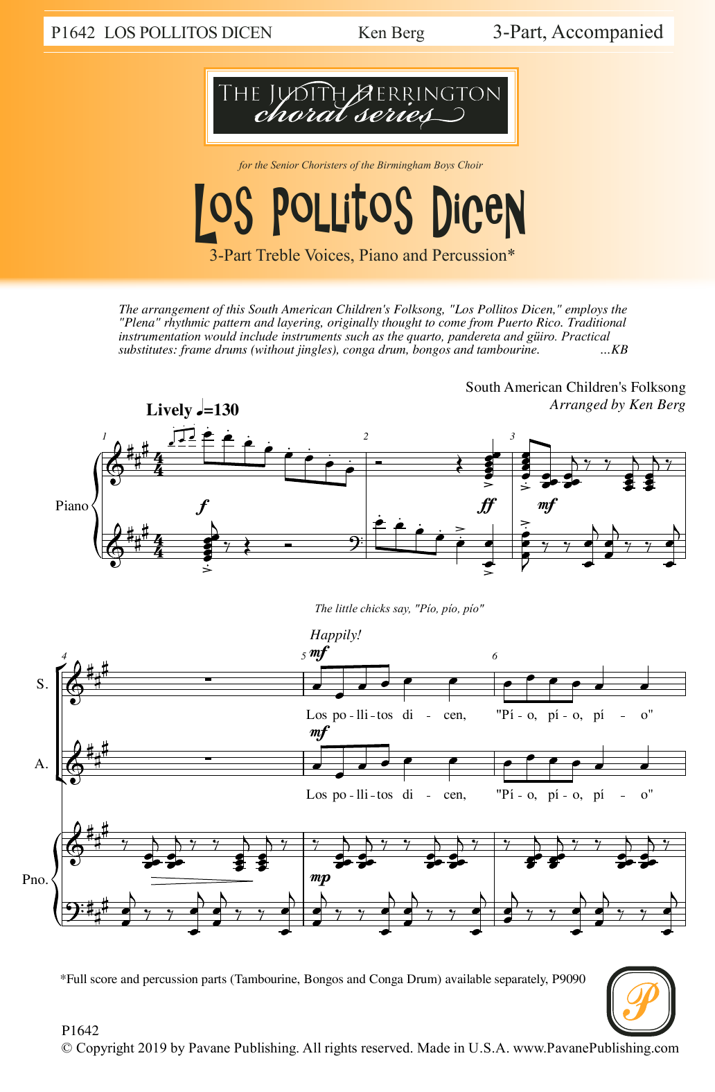 Learn to play South American Children's Folksong Los Pollitos Dicen (Ken Berg) sheet music for Choir in minutes. Price: 3.9900$ South American Children's Folksong Los Pollitos Dicen (Ken Berg) sheet music notes and chords arranged for Choir
