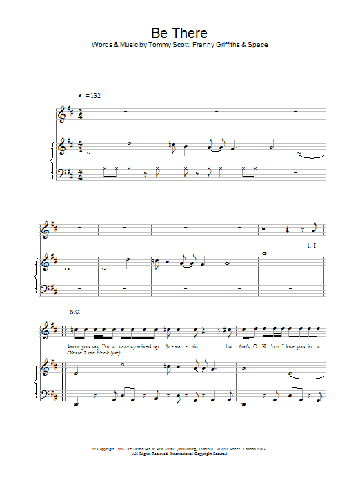 Space Be There sheet music notes and chords. Download Printable PDF.