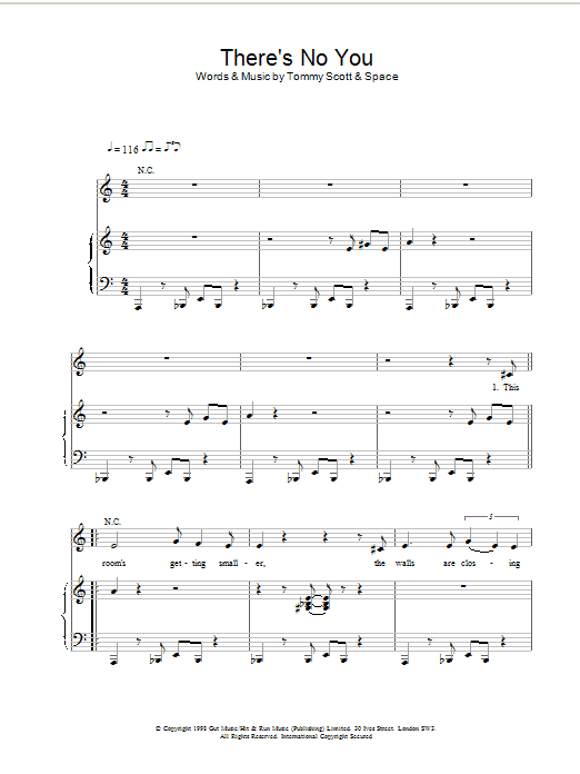 Space There's No You sheet music notes and chords. Download Printable PDF.