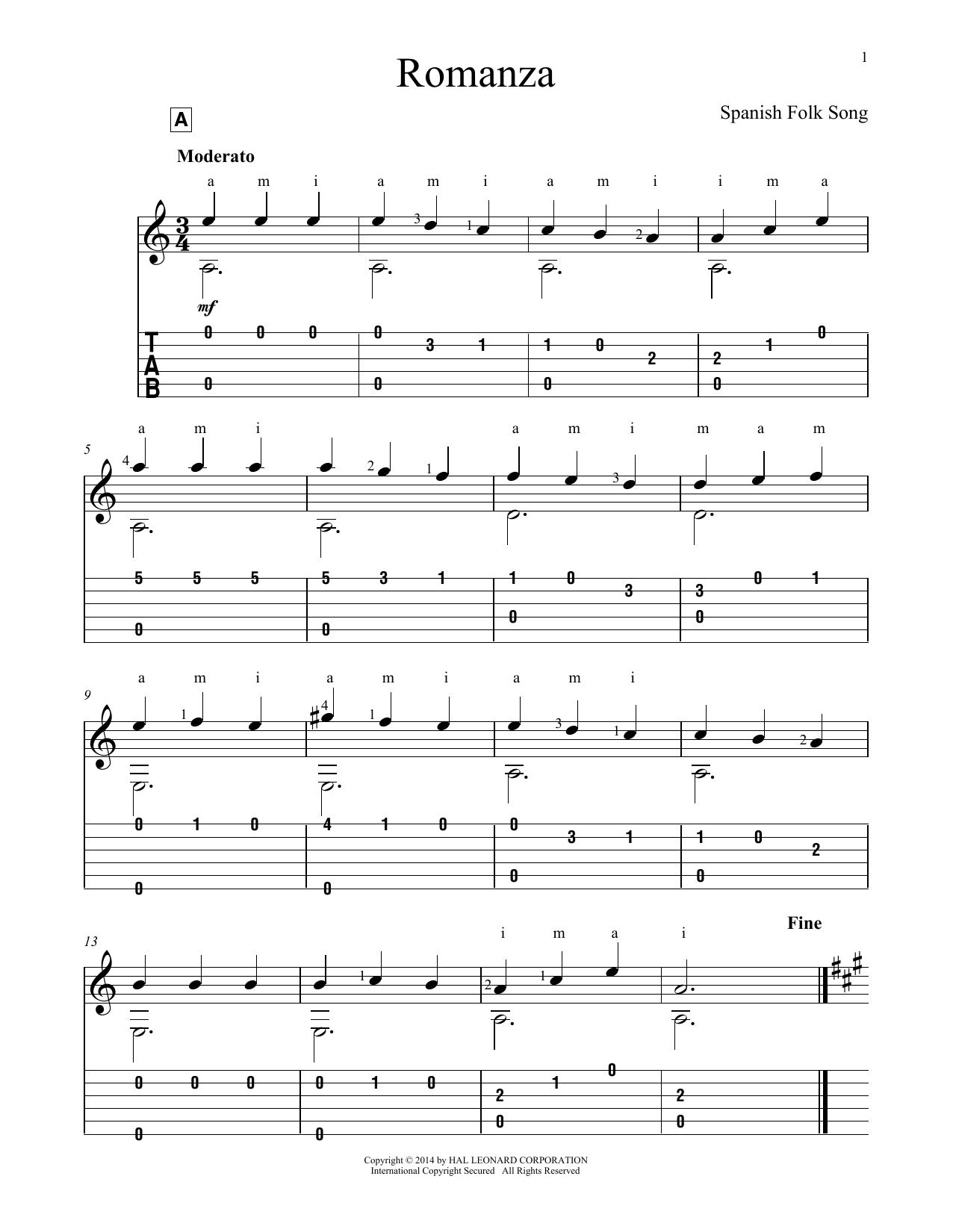 Anonymous Romanza sheet music notes and chords. Download Printable PDF.