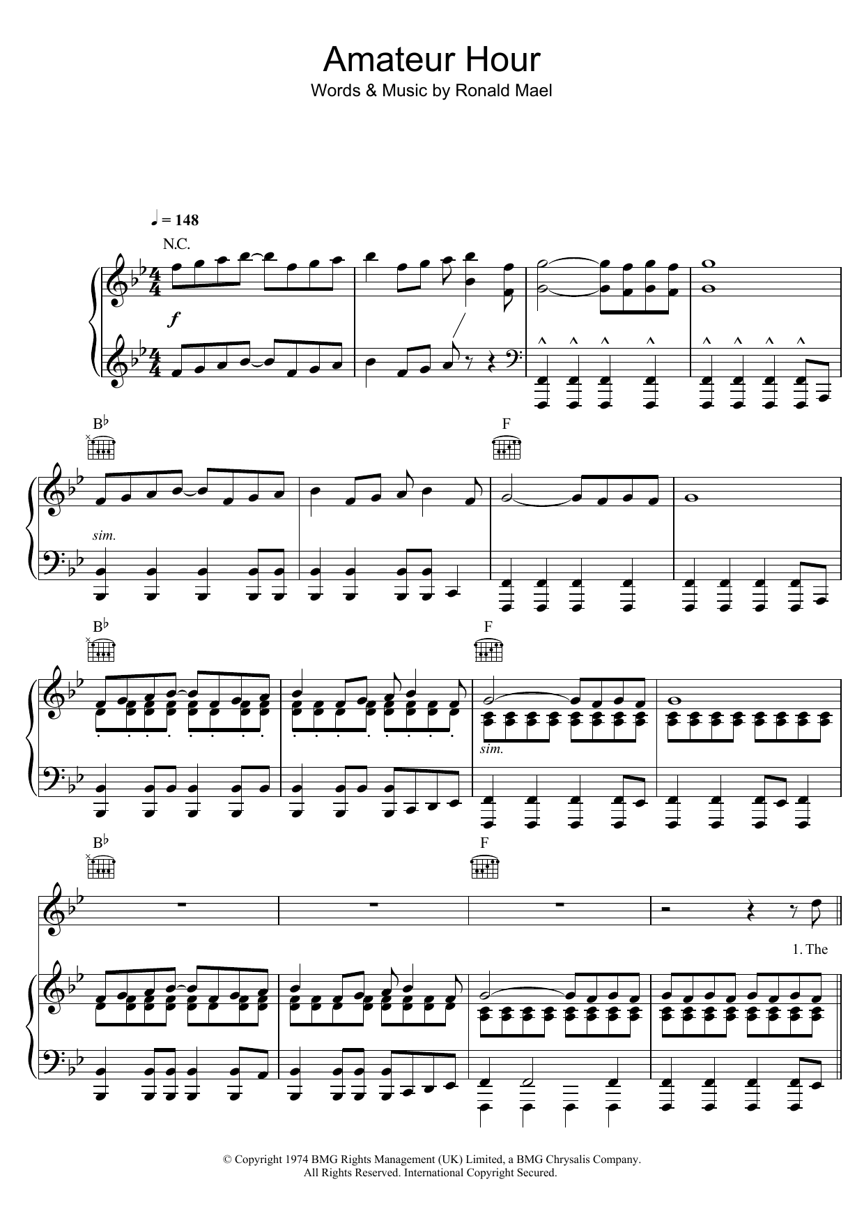 Sparks Amateur Hour sheet music notes and chords. Download Printable PDF.