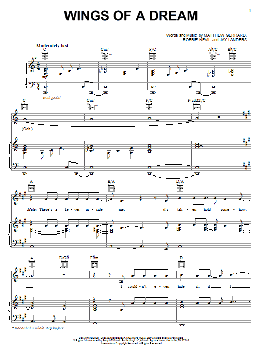 Learn to play Spectacular! (Movie) Wings Of A Dream sheet music for Piano, Vocal & Guitar (Right-Hand Melody) in minutes. Spectacular! (Movie) Wings Of A Dream sheet music notes and chords. Download Printable PDF.