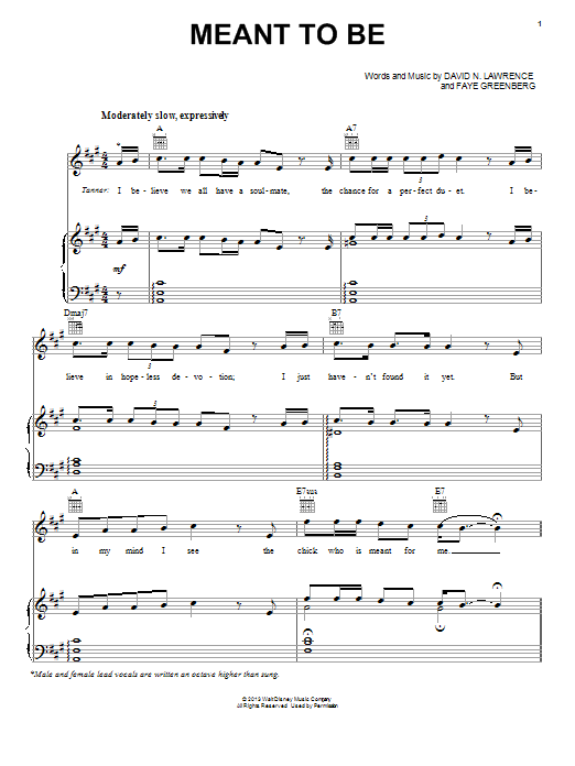 Spencer Lee Meant To Be sheet music notes and chords. Download Printable PDF.