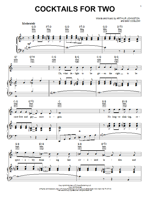 Learn to play Spike Jones & His City Slickers Cocktails For Two sheet music for Real Book – Melody & Chords in minutes. Spike Jones & His City Slickers Cocktails For Two sheet music notes and chords. Download Printable PDF.